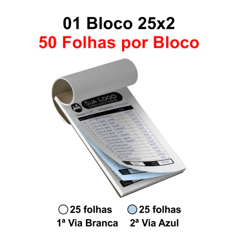 Blocos e Talões 21x30cm 25 Folhas Autocopiativo Ap 56g 25x2 - 1x0