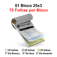 Blocos e Talões 10,5x15cm Autocopiativo 25 Folhas Ap 56g 25x3 - 1x0