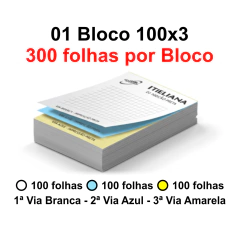 Blocos e Talões 15x21cm 100 Folhas Autocopiativo 56g 100x3 - 1x0