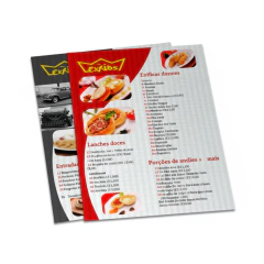 Cardápios Descartáveis Couchê 250g 210x300mm - 4x4 - comprar online