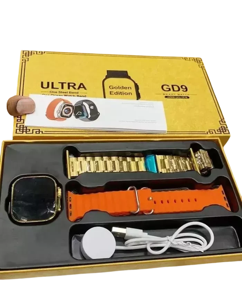Smartwatch GD9 Ultra 9 Gold Elegance - 2 Pulseiras - Dourado