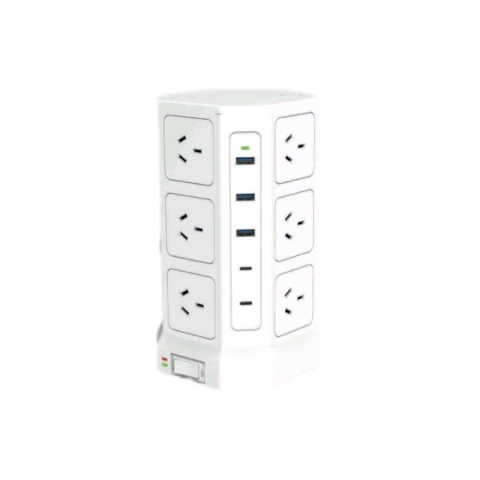 Prolongador Múltiple Torre 12 Tomacorrientes, 3 Puertos USB y 2 Puertos USB-C TREFI