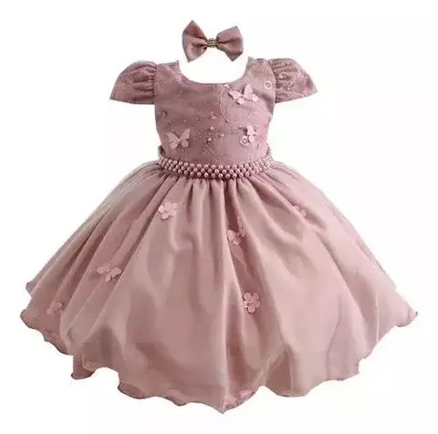 Vestido Infantil de Festa Borboletas Rose S - comprar online