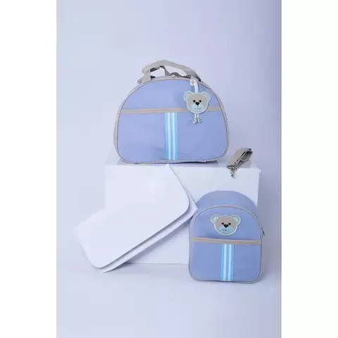 Kit Bolsa Bordada Três Peças Urso azul bebê - comprar online