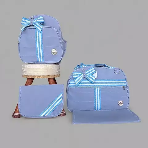Kit Bolsa Maternidade 4 Peças Laços Luxo Azul Bebê - comprar online