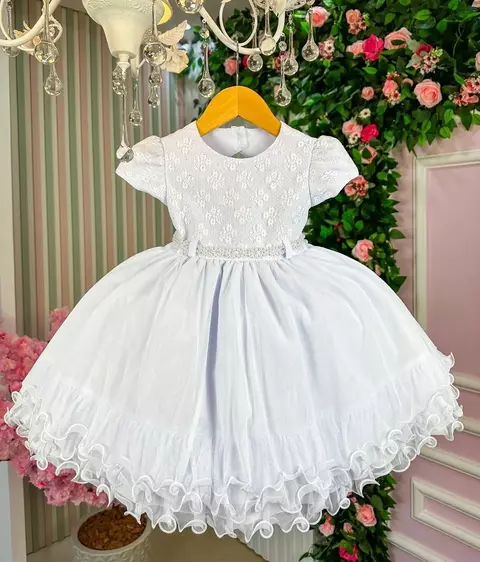 Vestido Infantil de Luxo Branco noivinha batizado - comprar online