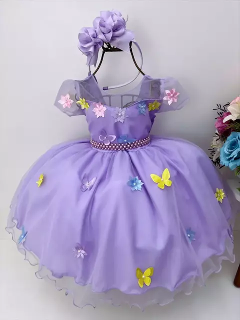 VESTIDO INFANTIL DE FESTA LUXO JARDIM LILÁS - comprar online