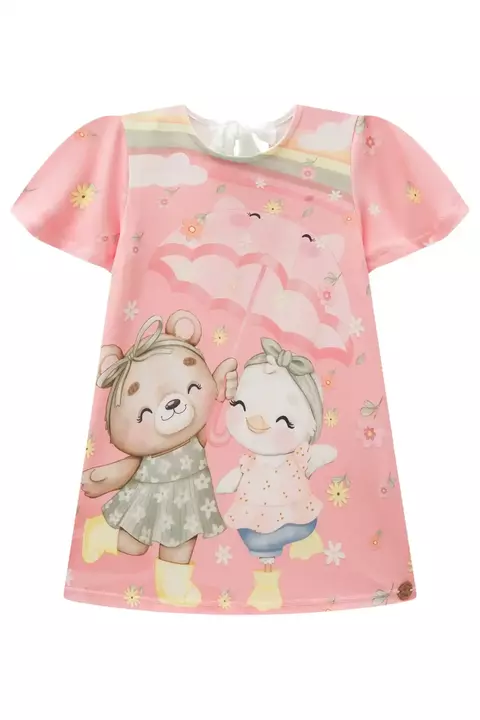 Vestido Infantil em Malha Coral Flora Infanti
