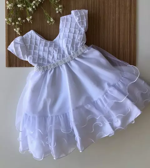 Vestido de Festa Infantil Branco Batizado Baby - comprar online