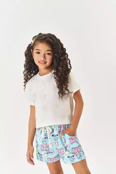 Conjunto Infantil Blusa e Short Natural Azul Cinti - comprar online