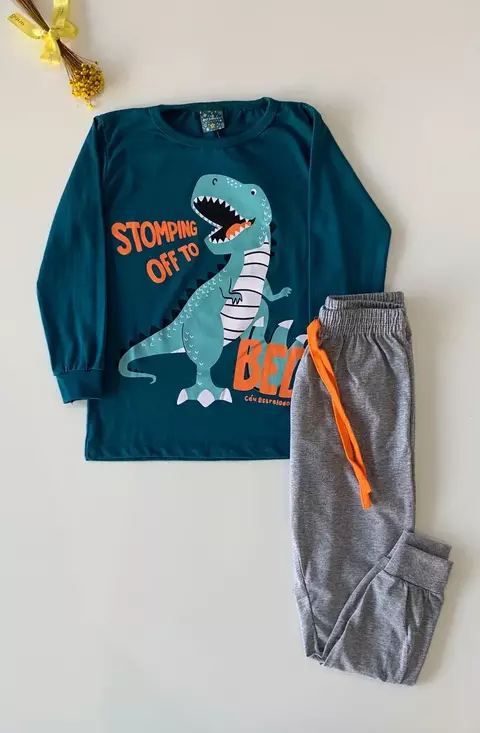 Conjunto Infantil Pijama Dino Verde Esmeralda - comprar online