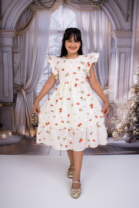 Vestido Infantil Ellen Bordado Vermelho
