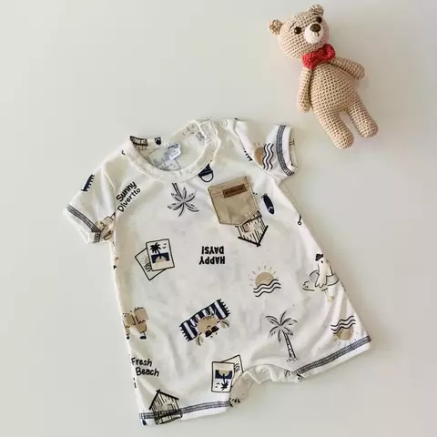 Macacão Infantil Bebê Bege Café Divertto - comprar online