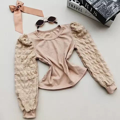 Blusa Manga Bufante Nude - comprar online