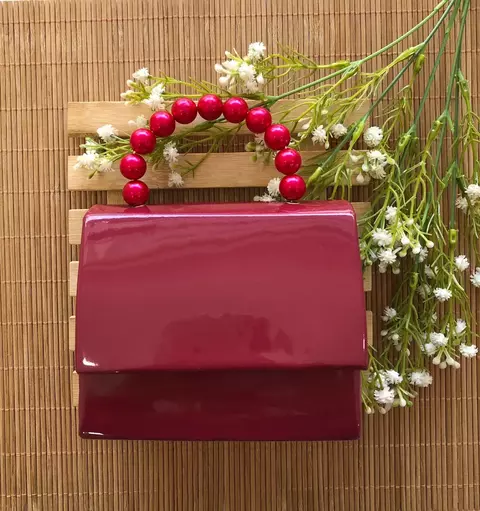 Bolsa Alça de Pérolas Vinho - comprar online