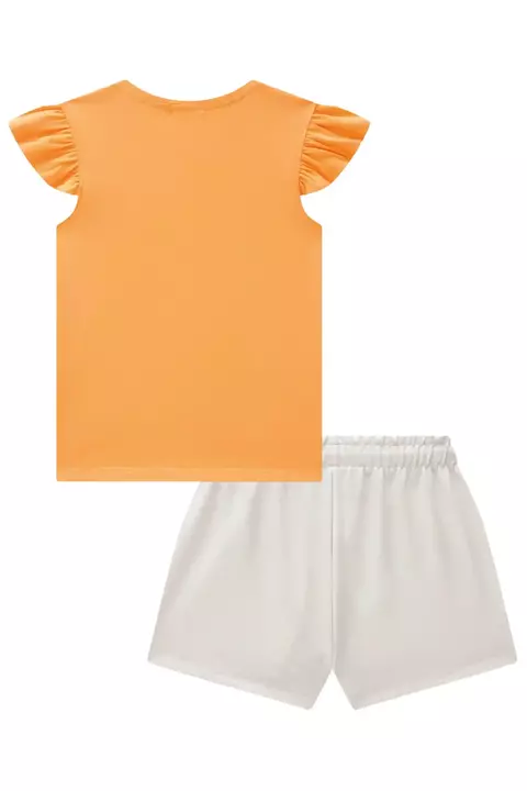 Conjunto infantil Blusa e Short Castor com Laranja Infanti