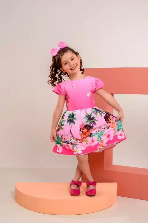 Vestido Temático Infantil Moana Baby Rosa - comprar online