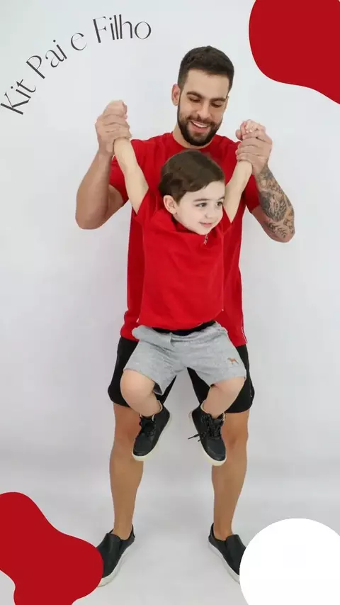 CAMISETA INFANTIL KIT PAI E FILHO VERMELHA - comprar online