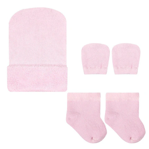 ebê Rosa 0 a 3 mesesKit Touca Luva e Meia B