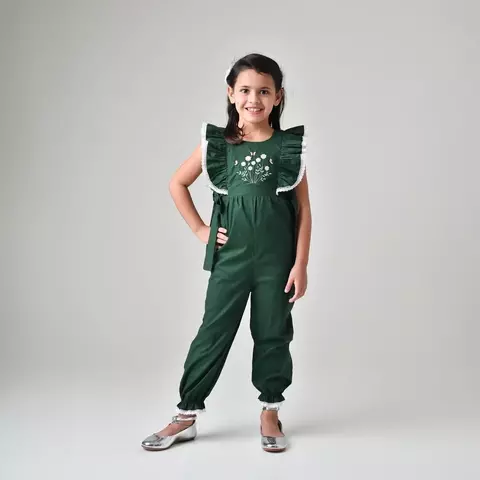 Macacão Longo Verde Luxo Bordado - comprar online