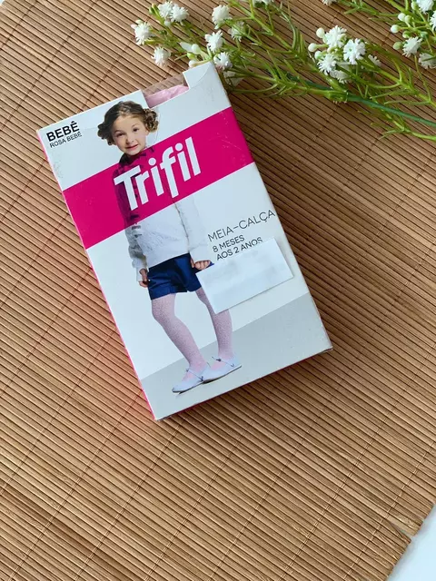 MEIA CALCA TRIFIL BORDADA ROSA - comprar online