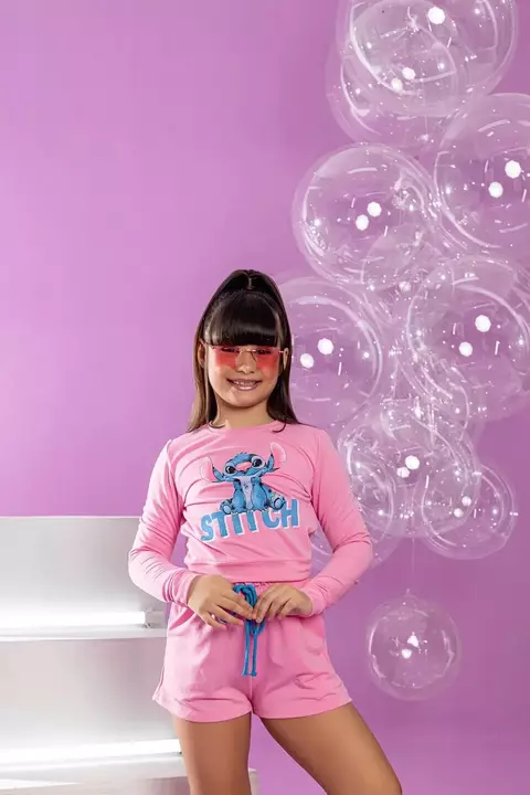 Conjunto Moletinho Stitch Rosa - comprar online