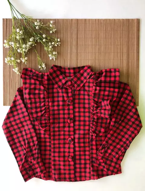 Camisa Xadrez Vermelha Botão Encapado - comprar online