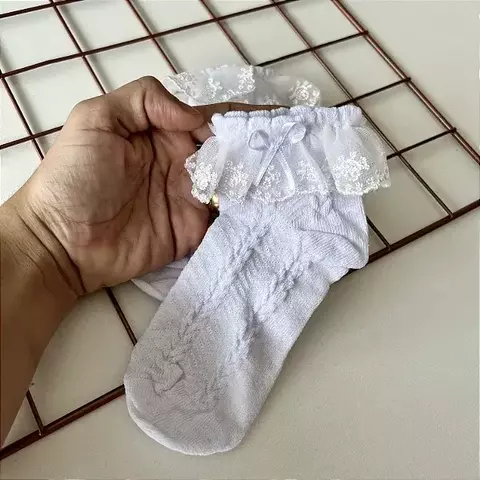Meia infantil Branca Luxo Rendinha