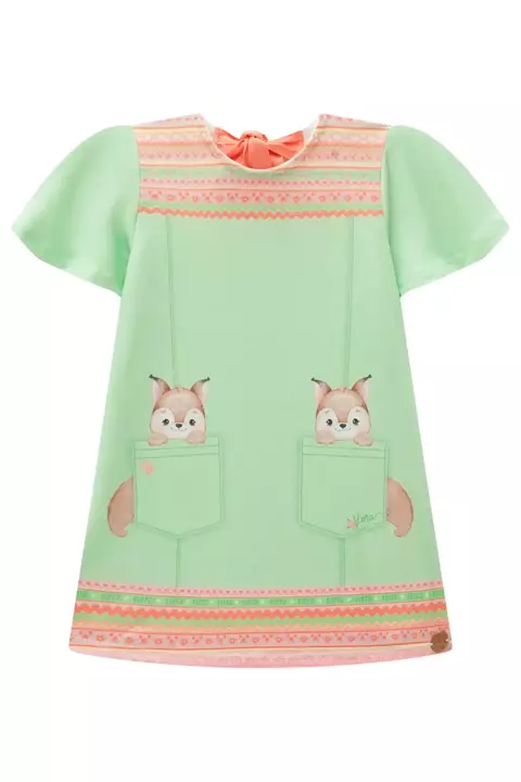 Vestido Infantil Frash Esquilo Verde Infanti