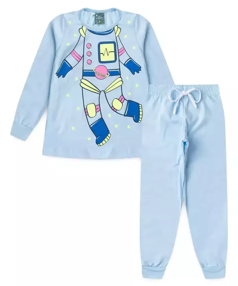 Conjunto Infantil Pijama Space Azul Brilha no Escuro - comprar online