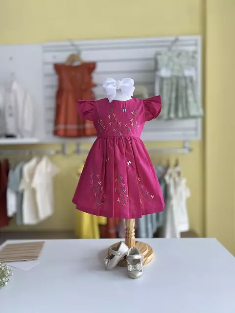Vestido Infantil Artesanal Bordado a mão Pink - comprar online