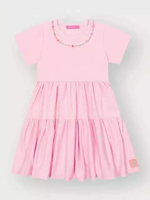 Vestido Infantil Rosa Barbie Colar Cinti - comprar online