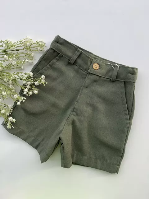 Bermuda de Linho Verde Militar - comprar online