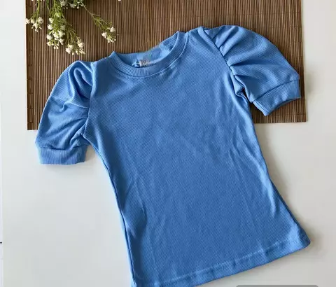 Blusa Manga Princesa Cotelê Azul - comprar online