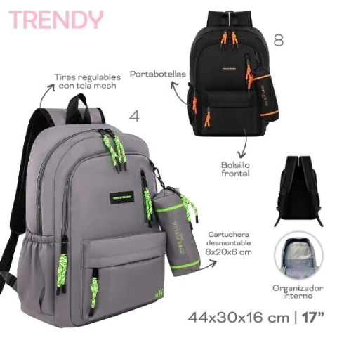 Mochila Urbana con hebillas Trendy de 17" + cartuchera - comprar online