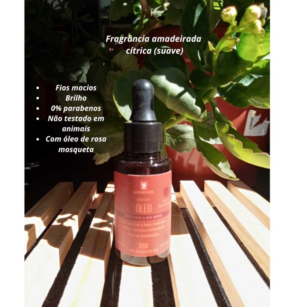 Óleo para barba 30 Ml, Rosa Mosqueta, Barba Nativa, Maibrani