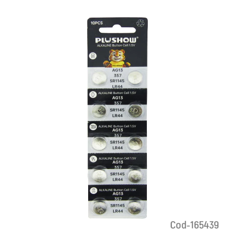 Pila PLUSHOW Modelo AG-13 Modelo LR44 Set Por 10 Piezas De 1.5 Volt Alkaline