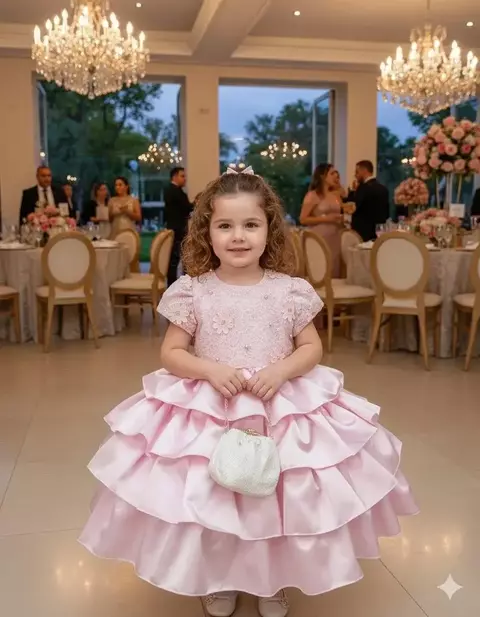 Vestido Miss Sweet Bebe Rosa - Peito Rendado