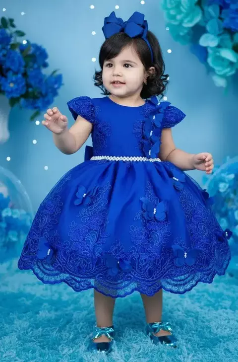 Vestido Marie Luxo Azul Royal c/Perola