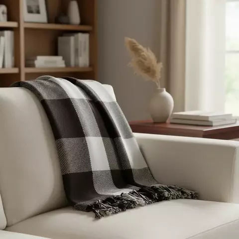 Manta Decorativa Cama King Bege com Marrom 2,55 x 2,35 m