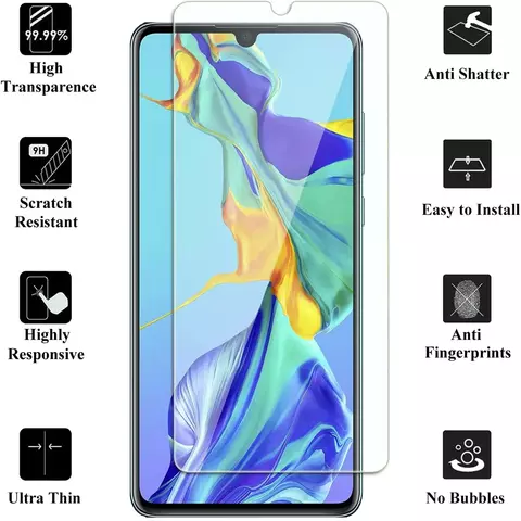 2/4 piezas de vidrio templado HD para Huawei P30 Lite 9H película protectora de