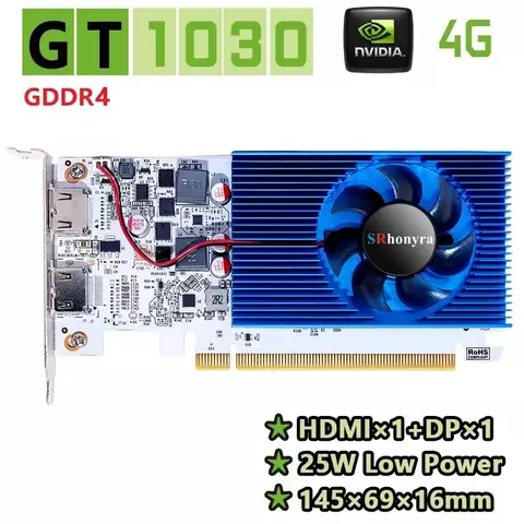 Tarjeta gráfica SRhonyra GT730 RX550 GT1030 GTX1050 1050Ti 4GB de perfil bajo, G