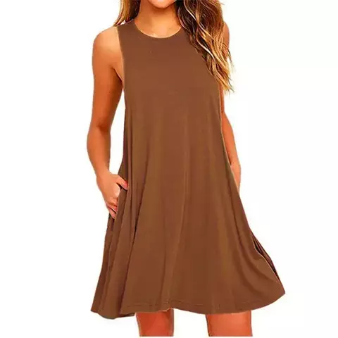 Trix Fashion Camiseta feminina casual de verão, vestidos de praia, saída com bolsos, plus siz