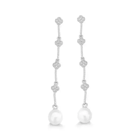 Brinco comprido com pérola - Prata 925