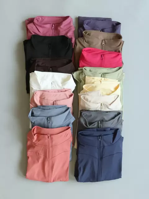 Jaqueta Esportiva Feminina Fitfemme Slim Fit – Gola Alta, Zíper Completo e Manga Longa