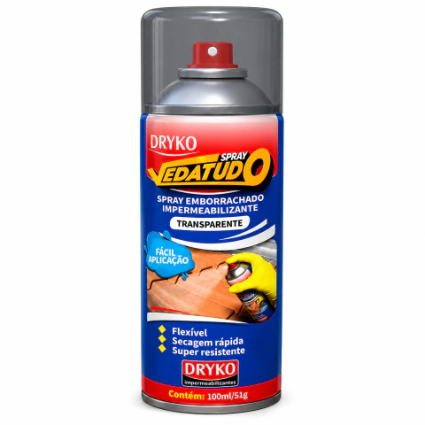 Spray Borracha Líquida Impermeabilizante Vedatudo Trasparente 100 Ml - TRANSPARENTE - DRYKO