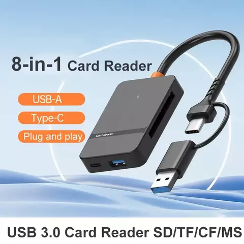 Leitor de cartão USB 3.0 SD Micro SD TF CF MS Adaptador de cartão flash compacto