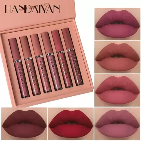 Conjunto de 6 Batons Matte HANDAIYAN – Longa Duração & Waterproof!