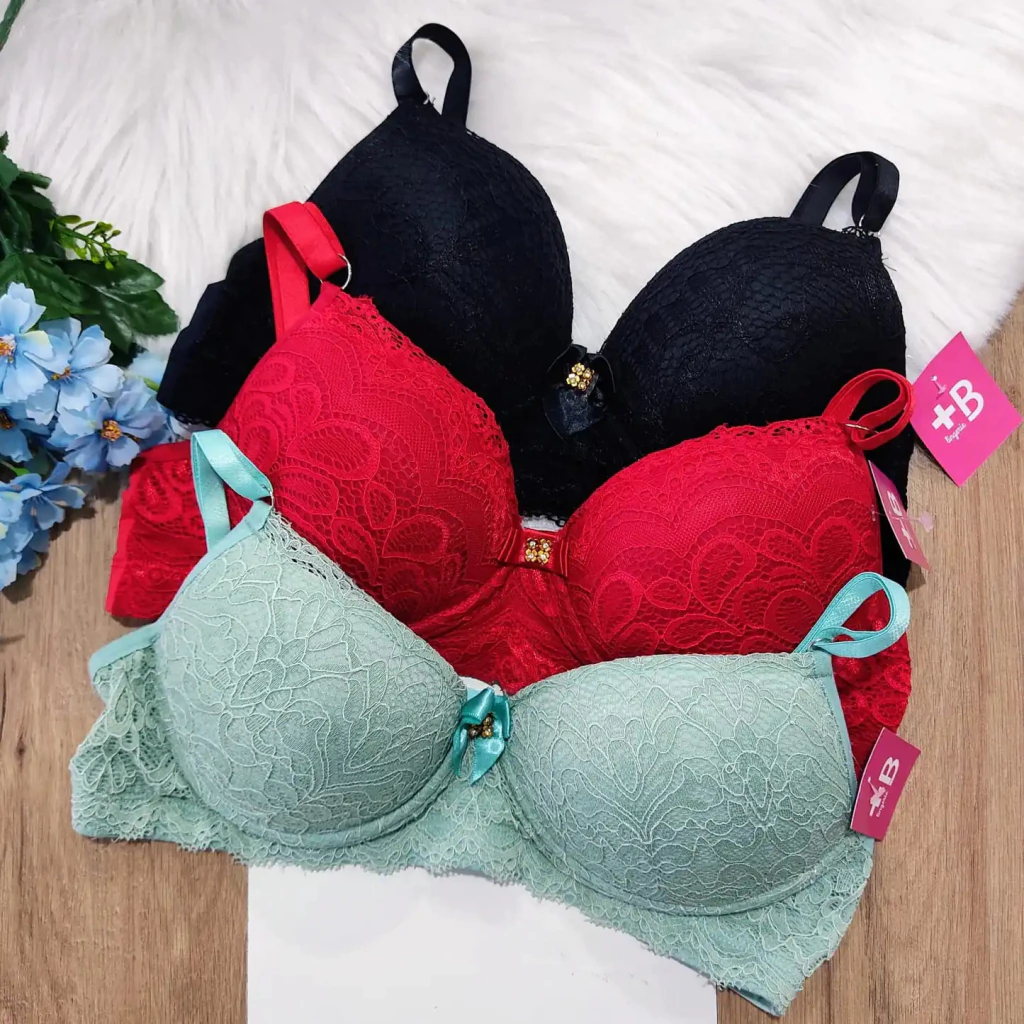 Kit 3 Sutiãs Com Bojo Renda Variados .