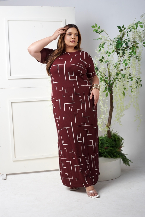 Vestido Longo Fendas Laterais Estampado